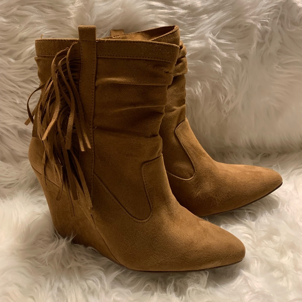 Just Fab brown wedge booties